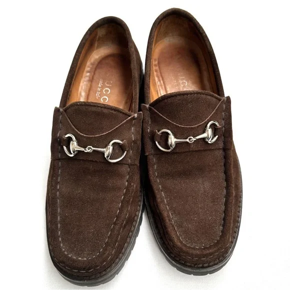 Gucci Brown Suede Horsebit Loafers - Picture 3 of 12